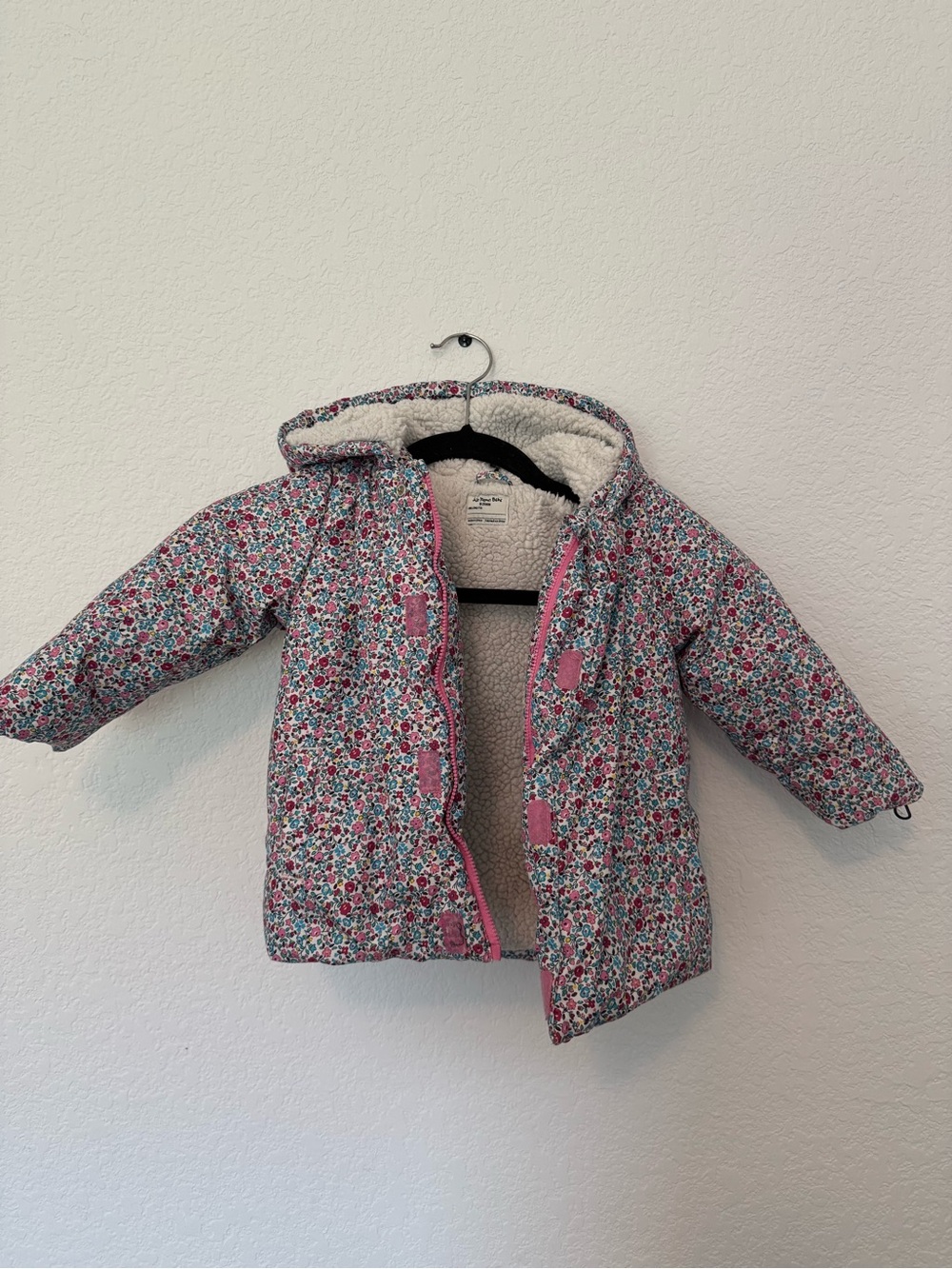 Toddler Girls' Floral Hooded Winter Coat - Pink